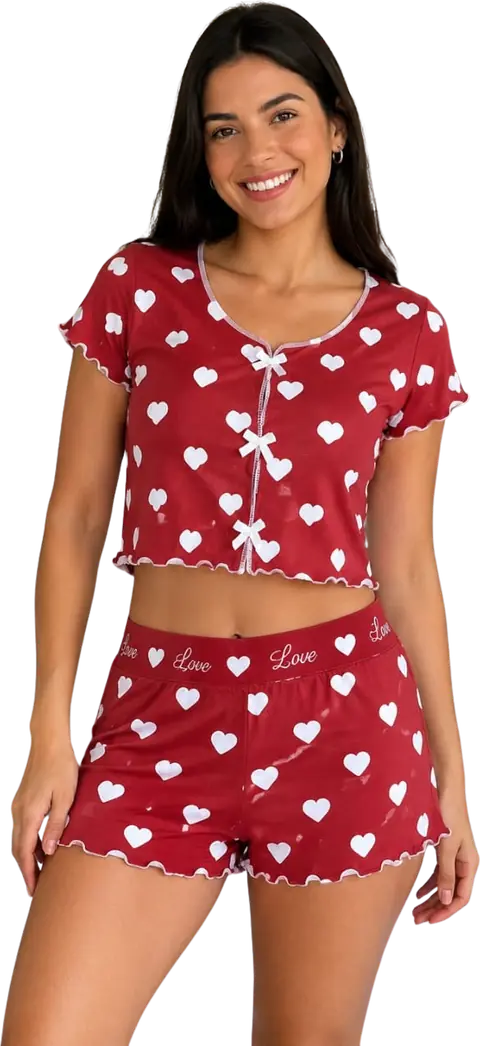 Pijama Short pretina + blusa de moños talla S-M – Vamope Distribuidora