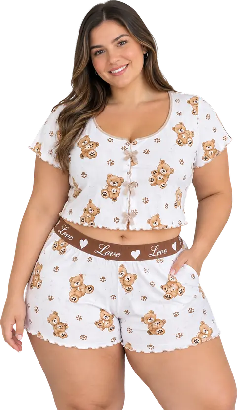 Pijama Short pretina + blusa de moños talla L-XL – Vamope Distribuidora