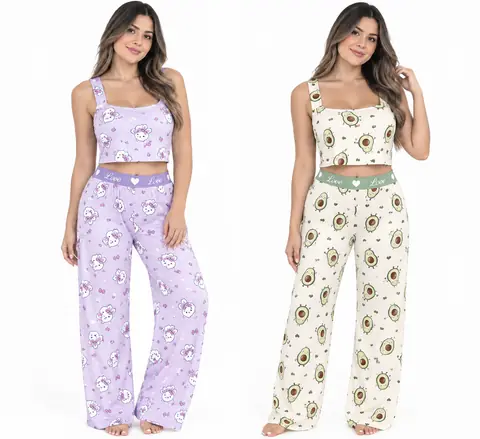 Pijama Pantalón pretina + top pretina talla S-M – Vamope Distribuidora