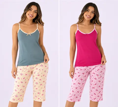 Pijama Capri + blusa de tiras talla S-M – Vamope Distribuidora